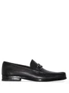 Ferragamo Gancini-detialed Leather Loafers In Black