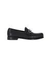 Ferragamo Bart Black Loafers With Embossed Gancini Detail On The Front In Leather Man