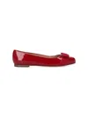 Ferragamo Varina Patent Leather Bow Ballerina Flats