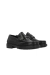 Ferragamo Brogues With Low Block Heel And Stitch Detailing In Black
