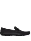 Ferragamo Black Leather Front Loafers