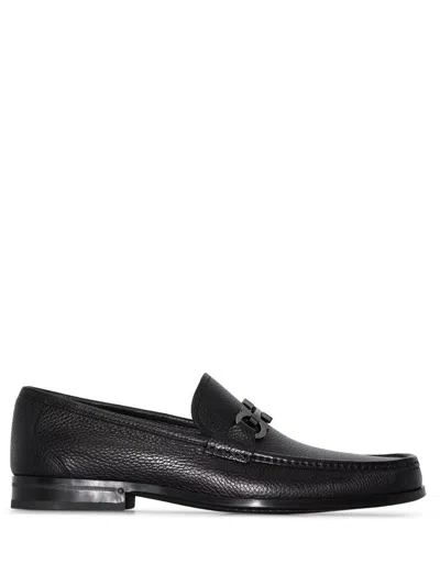 Ferragamo Gancini-detialed Leather Loafers In Black