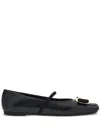 Ferragamo Vara Bow Detail Lambskin Ballet Flats In Black