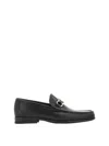 Ferragamo Leather David Loafer With Gancini Hook For Men In Black