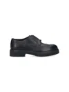 Ferragamo Logo Derby Shoes In Brown Leather Brogue In Black