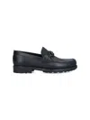 Ferragamo David Gancini Bit Leather Loafers In Black