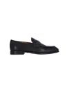 Ferragamo Salvatore  Hammered Leather Gancini Loafers Shoes In Black