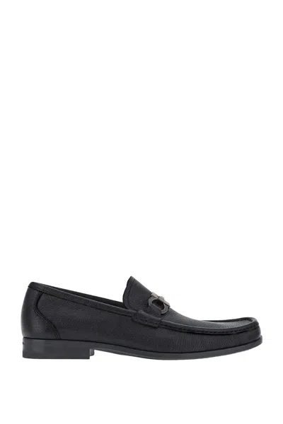 Ferragamo Grandioso2 Leather Loafers With Gancini Buckle In Black