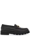 Ferragamo Black Gancini Ornament Loafers In Black