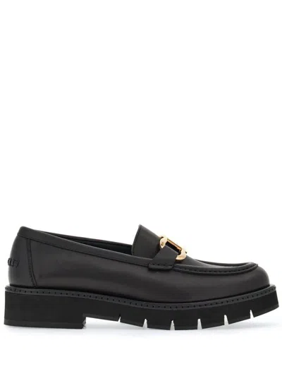 Ferragamo Maryan Calfskin Gancini Bit Loafers In Black