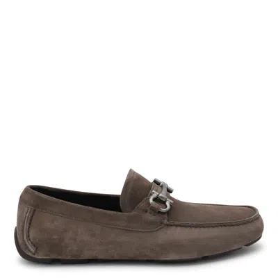 Ferragamo Gancini Loafers In Brown
