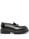 Ferragamo Brooke Loafers With Chunky Sole And Gold-tone Hardware In Black