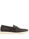 Ferragamo Buckle Loafers With Almond Toe And Metal Hardware In Multi