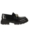 Ferragamo Gancini Hook-buckle Leather Loafers For Women In Black