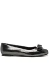 Ferragamo Bow Ballet Shoes In Silver