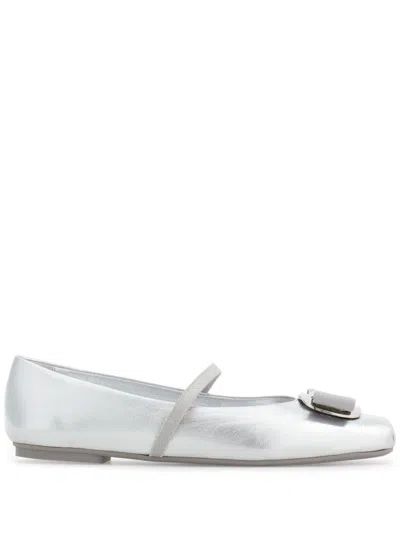 Ferragamo Salvatore  Flat Shoes In Silver