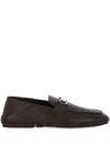 Ferragamo Leather Loafers With Subtle Buckle Detail In Black
