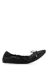 Ferragamo Elasticated Nappa Leather Ballet Flats In Black
