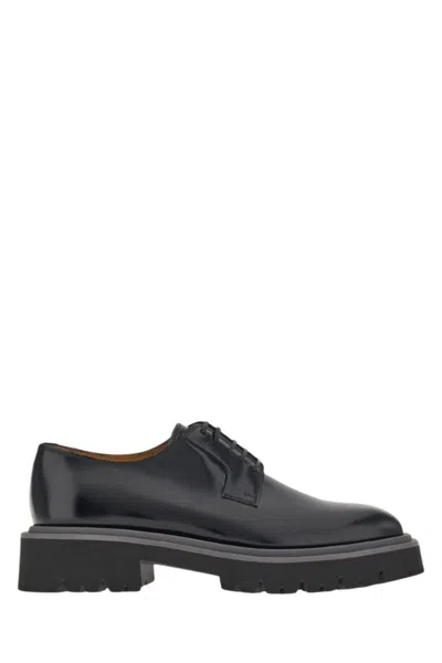 Ferragamo Lace-up Leather Derby Shoes In Black