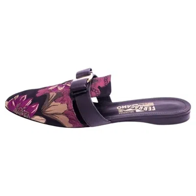 Pre-owned Ferragamo Salvatore  Floral Jacquard Mule Loafers - Eu 39.5 In Black