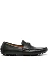 Ferragamo Leather Loafers With Round Toe And Sole In Black