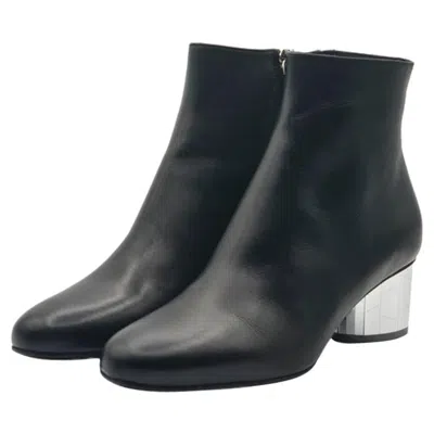 Pre-owned Ferragamo Salvatore  Florrie Booties Leather In Black