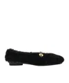 Ferragamo "noella Fur" Shearling Ballet Flats In Black