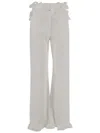 Ferragamo High Waist Wide Leg Trousers With Frayed Hem In White