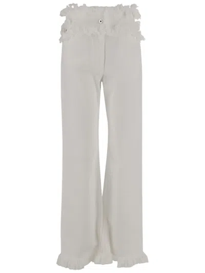FERRAGAMO SALVATORE FERRAGAMO FRAYED COTTON TROUSERS