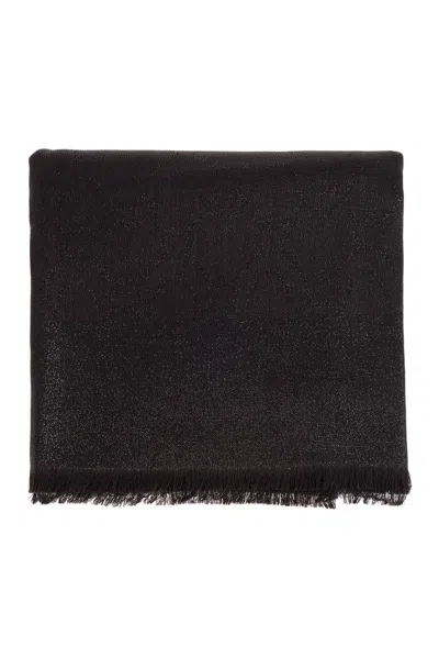 Ferragamo Salvatore  Frayed Edge Shawl In Black
