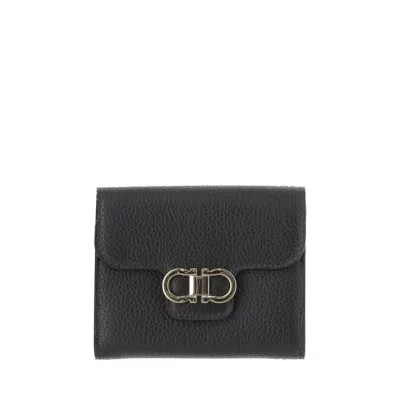 Ferragamo Salvatore  French Compact Wallet In Black