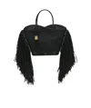 Ferragamo Fringed Raffia Tote Bag In Black