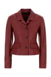Ferragamo Cervo Single-breasted Leather Jacket In Red