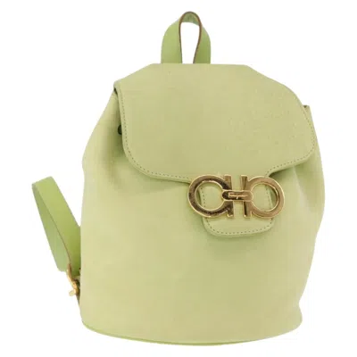 Pre-owned Ferragamo Salvatore  Gancini Backpack Suede Green Suede Backpack Bag ()