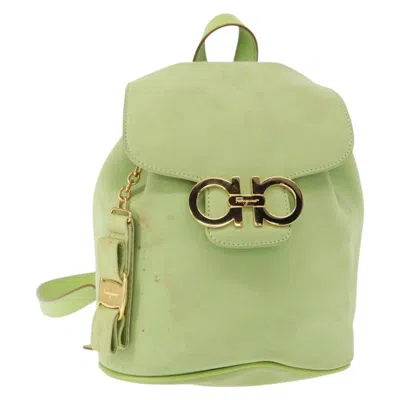 Pre-owned Ferragamo Salvatore  Gancini Backpack Suede Green Suede Backpack Bag ()
