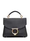 Ferragamo Margot Calfskin Cross-body Bag With Top Handle In Black