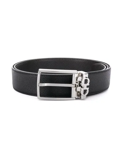 Ferragamo Black Reversible Belt With Gancini Buckle Belt
