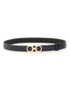 Ferragamo Buckle Textured Adjustable Belt In Black