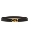 Ferragamo Gancini Belt With Textured Finish In Brown