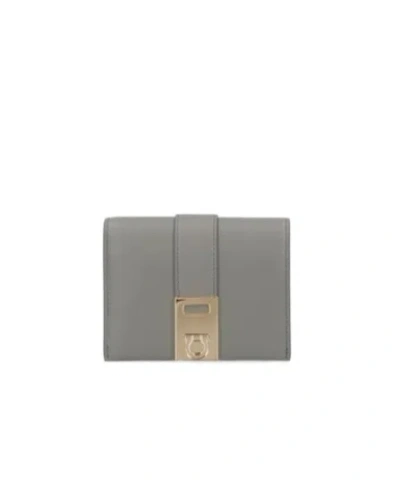 Ferragamo Salvatore  Gancini Bi-fold Wallet In Gray