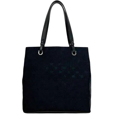 Pre-owned Ferragamo Salvatore  Gancini Black Canvas Leather Tote Bag ()