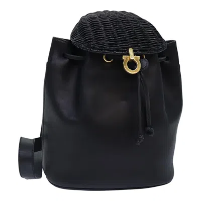 Ferragamo Gancini Leather Backpack Bag () In Black