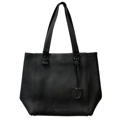 Pre-owned Ferragamo Salvatore  Gancini Black Leather Tote Bag ()