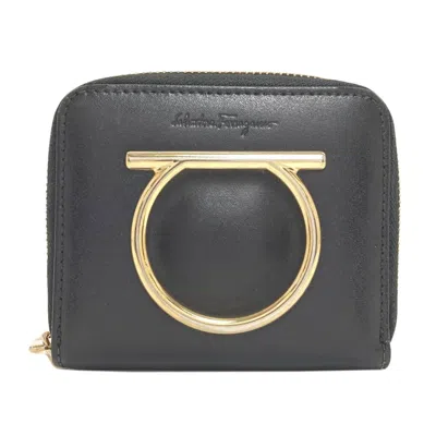 Pre-owned Ferragamo Salvatore  Gancini Black Leather Wallet (bi-fold) ()