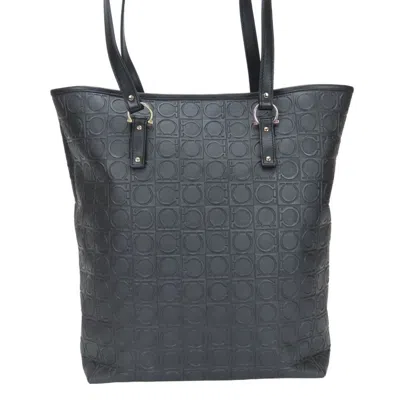 Pre-owned Ferragamo Salvatore  Gancini Black Pvc Tote Bag ()