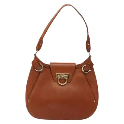 Pre-owned Ferragamo Salvatore  Gancini Brown Leather Shoulder Bag ()