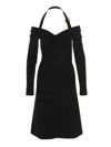 Ferragamo Knit Midi Dress With Gancini Buckle In Black