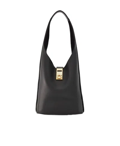 Ferragamo Salvatore  Gancini Buckle Large Shoulder Bag In Black