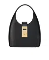 Ferragamo Salvatore  Gancini-buckle Logo-engraved Mini Hobo Bag In Black