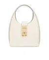 Ferragamo Salvatore  Gancini-buckle Logo-engraved Mini Hobo Bag In White